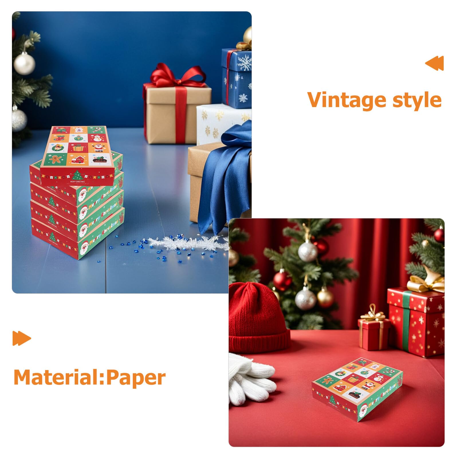 PENIKOKO 15 DIY Boxen Weihnachtsgeschenke Süßigkeitenboxen Gastgeschenke Leere Weihnachtsgeschenkbehälter Papier Süßigkeitenbehälter Befüllbare Countdown Süßigkeitenboxen