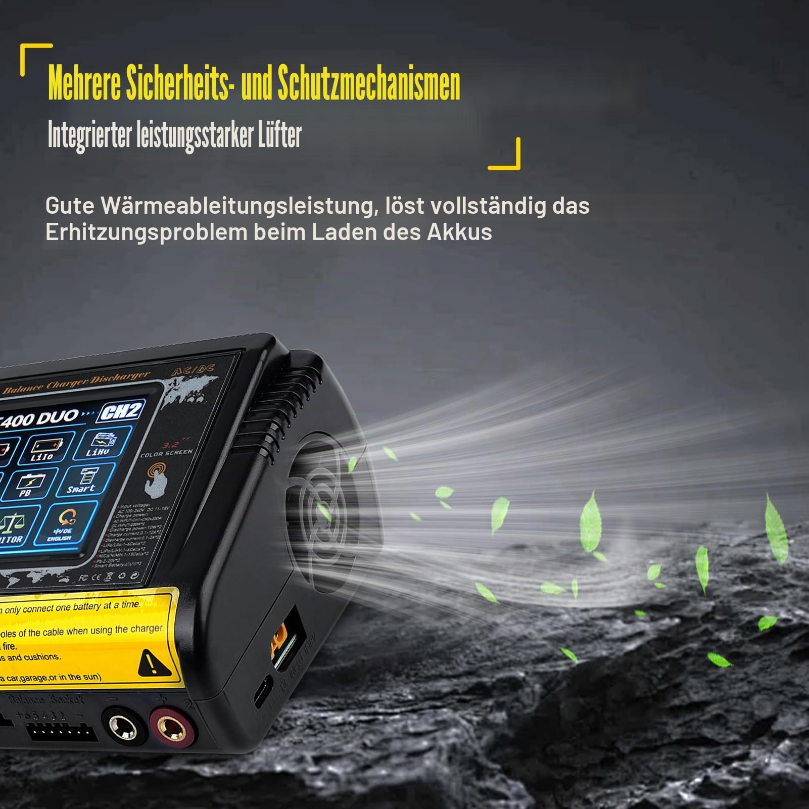 Lipo ladegerät mit Balancer RC ladegerät lipo Charger DC/AC dual Charging 11-18V 400W AC 100-240V 200W Auto Erkennung LiPo/Lilon/Life/NiMH/NiCd/PB/NiMH 3,2 Zoll LCD Touchscreen 12A (T400)