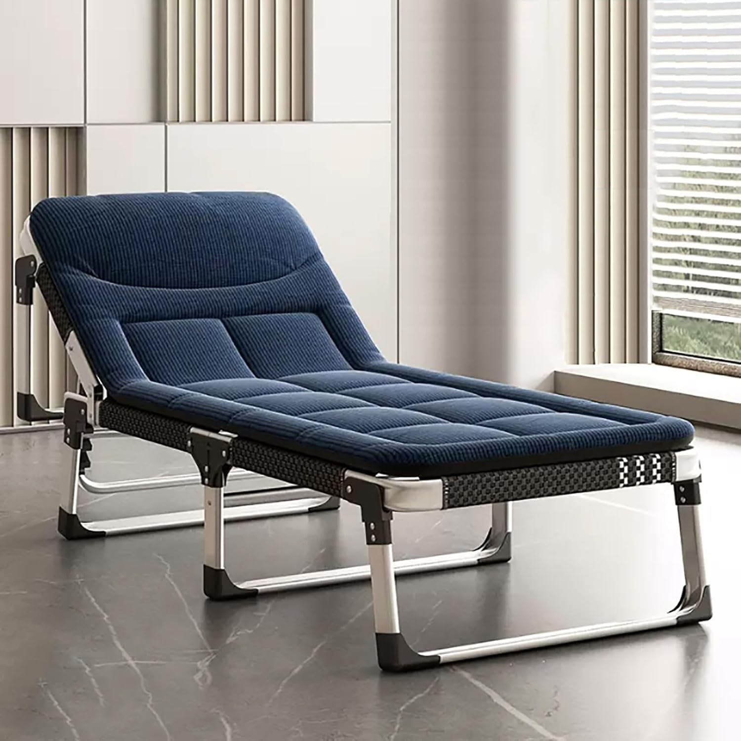 Opvouwbaar campingbed 5-positie verstelbare slaapwiegjes voor volwassenen met matras en kussen Campingbedje Belasting 500lb Loungestoel