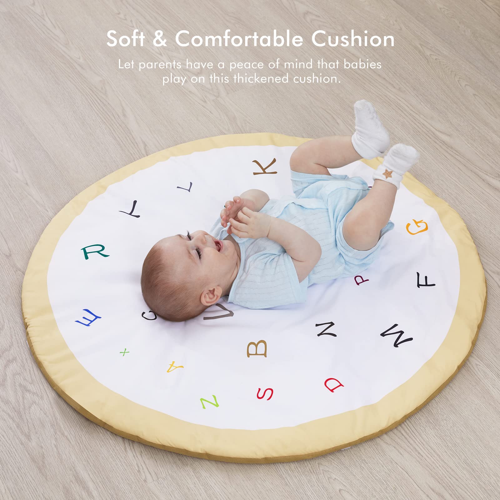 ANGELBLISS 3 In1 Baby Play Gym Mat, Cozy Alphabet Design