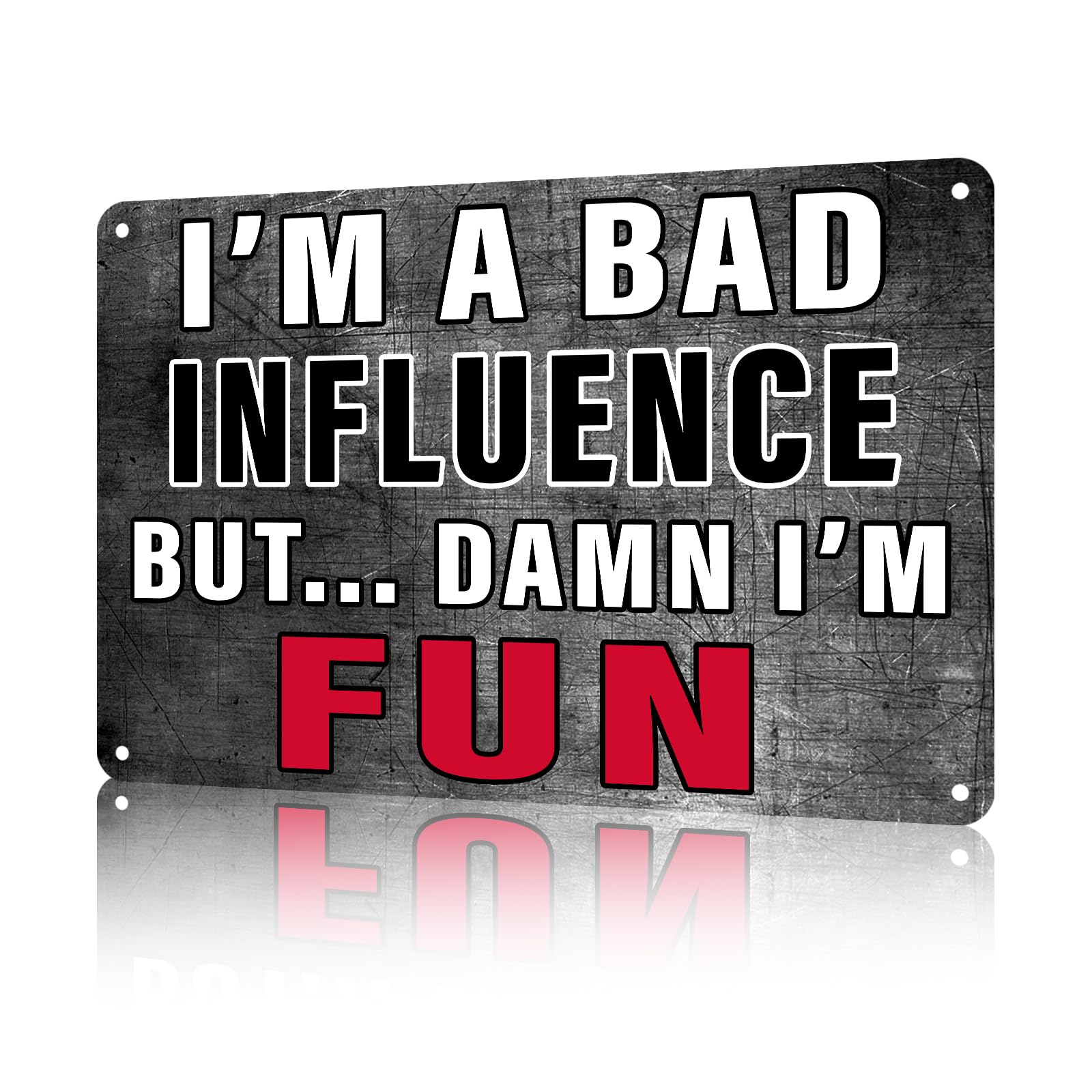 Anceky Metal Signs I'm a Bad Influence Sign Vintage Sign Funny Aluminum Tin Signs for Home Outdoor Backyard Kitchen Club Office Wall Decor 12×8 Inch