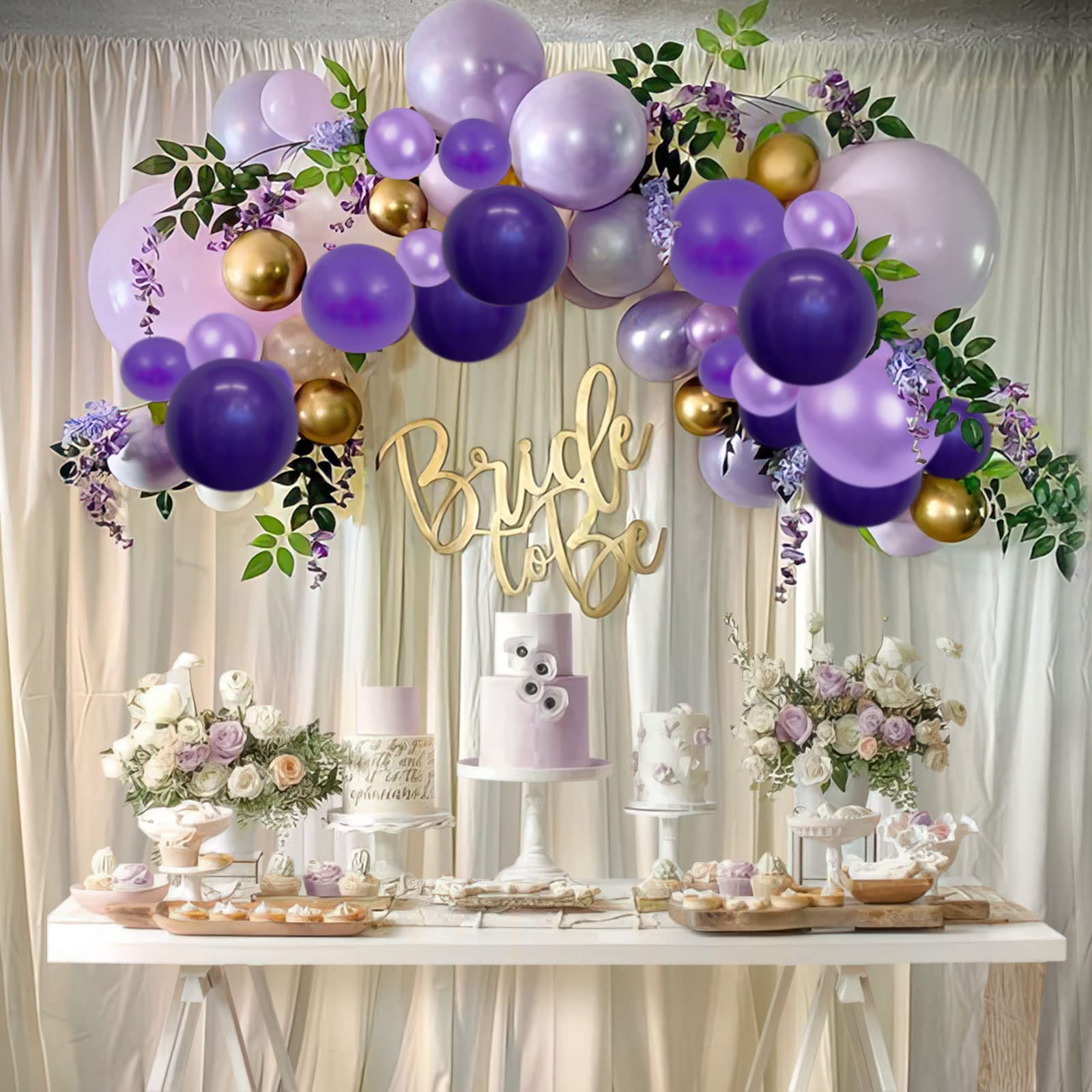 Kit Arche Ballons 119 Pièces Violet Rose Or Confettis - Parfait Mariage, Anniversaire, Baby Shower Et Fête