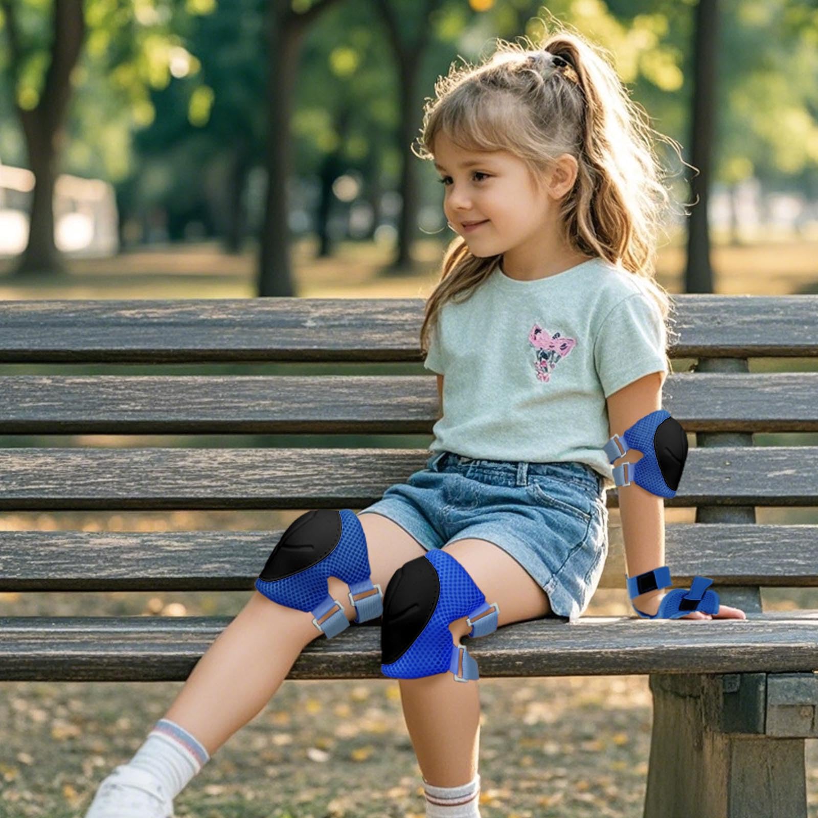 Ginocchiere per bambini, 6 in 1, per ragazzi e ragazze, set di protezioni per il polso per bambini di 3 – 8 anni, per pattinaggio, ciclismo e skateboard