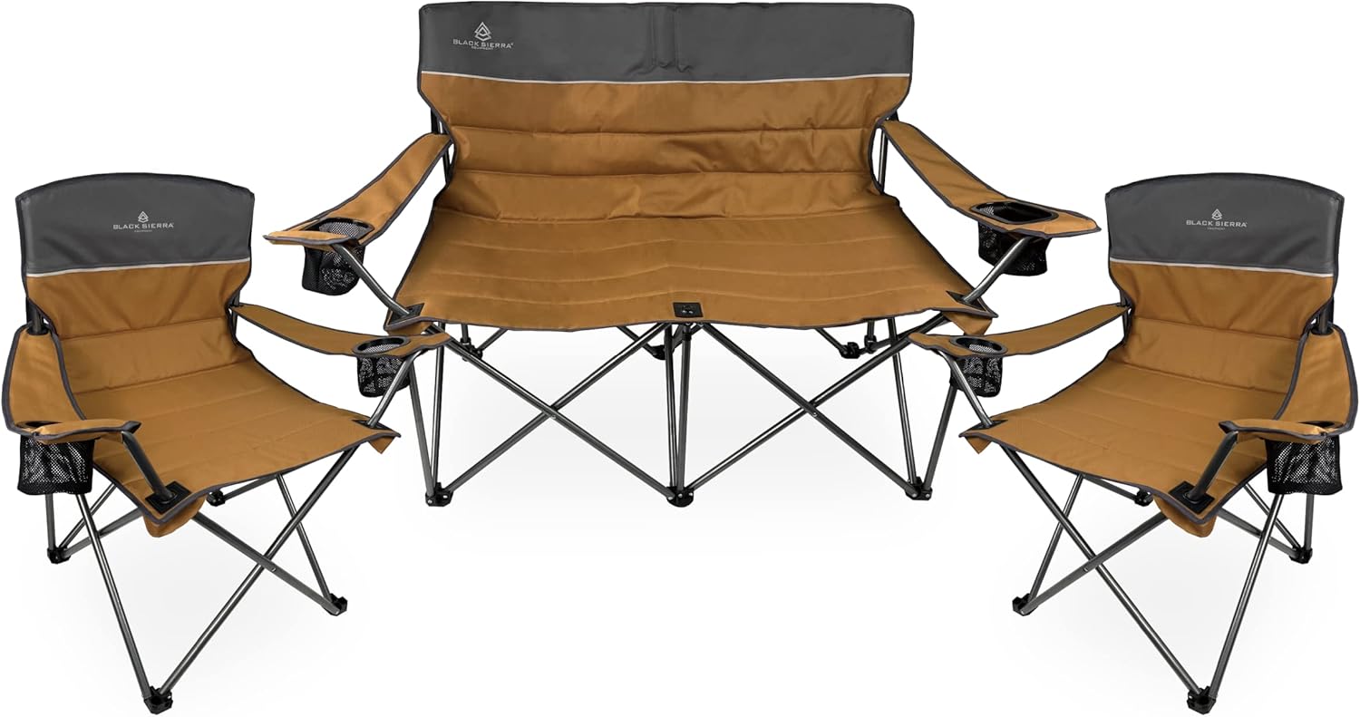 3 Piece Campfire Conversation Set for Camping, Patio, Hunting, Beach