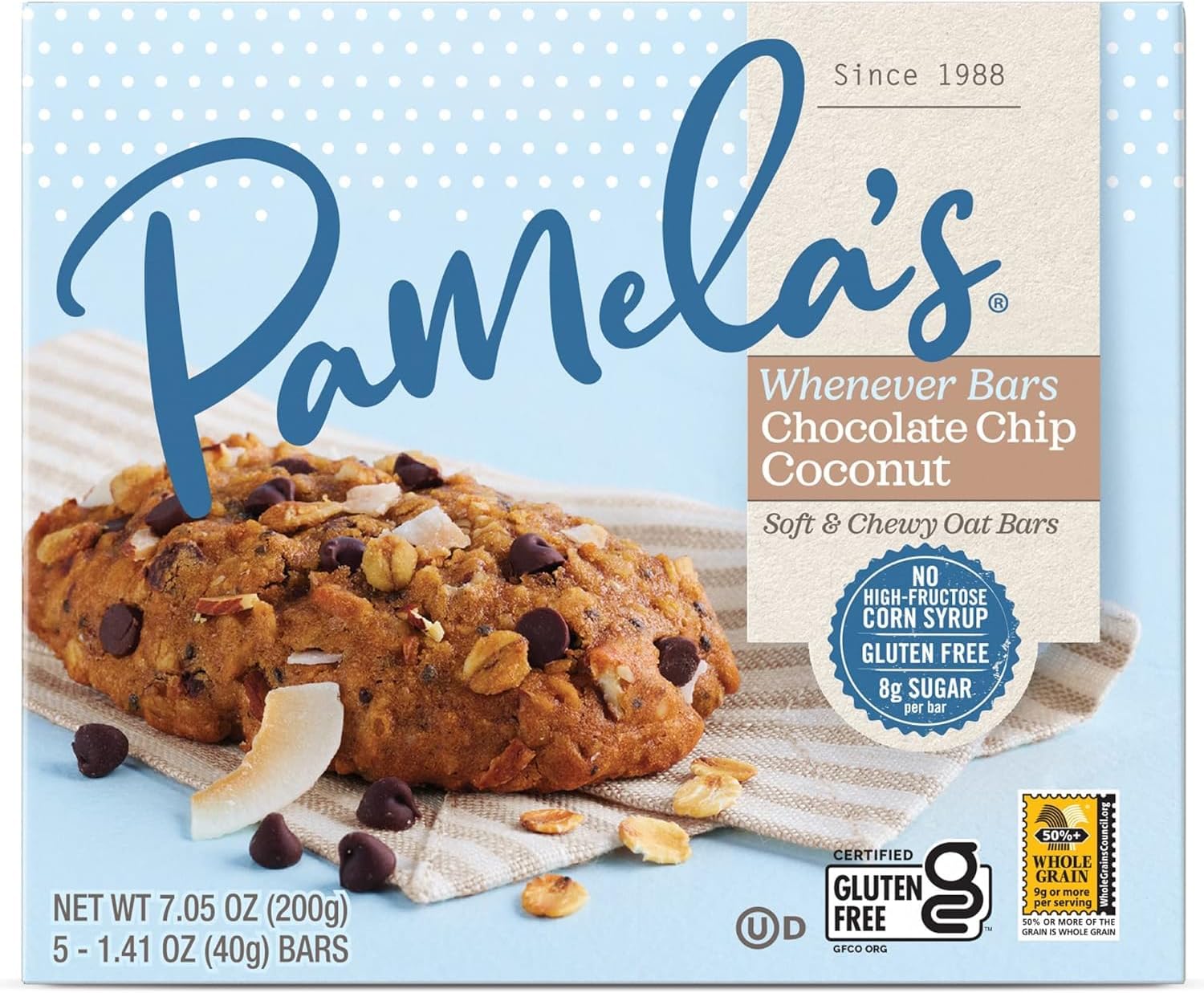 Pamela's Products Whenever Bars Gluten Free Oat Chocolate Chip Coconut - 5 Bars - 2 pc