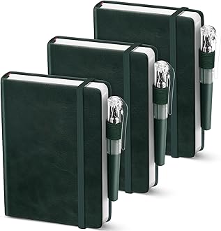Oucaru Small Notebook College Ruled, 3 Pack (Green) 3.7x5.7 in Pocket Notebook Journaling Notebooks Mini Hardcover Lined Note Pads with Pens for Work Business Travel and Office Supplies