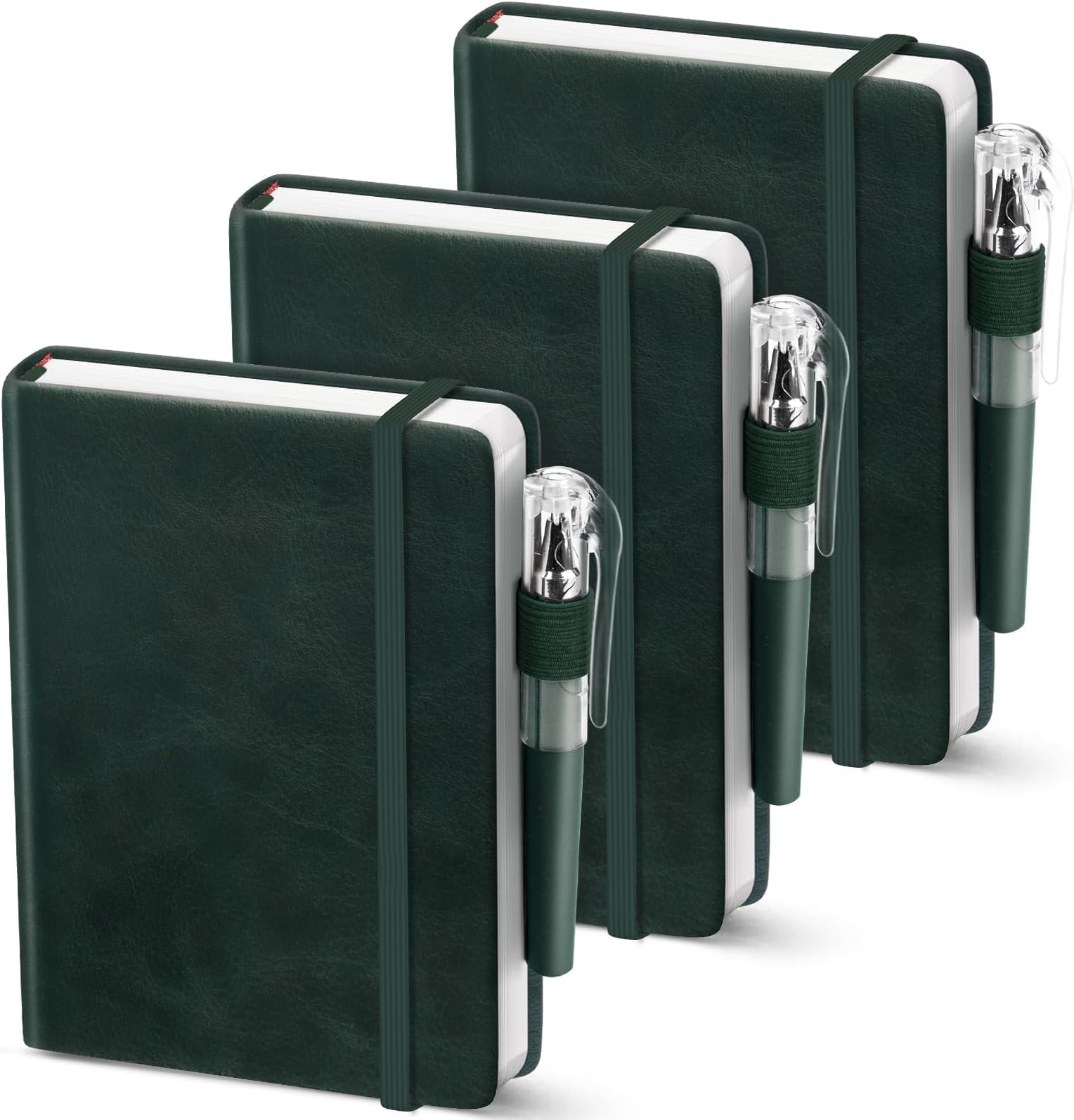 Oucaru Small Notebook College Ruled, 3 Pack (Green) 3.7x5.7 in Pocket Notebook Journaling Notebooks Mini Hardcover Lined Note Pads with Pens for Work Business Travel and Office Supplies