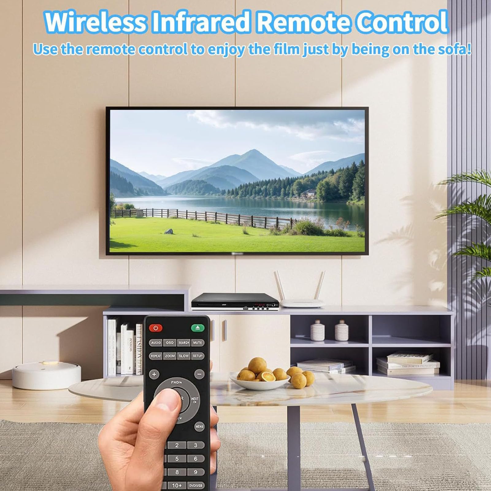 GOWENIC Odtwarzacz DVD, jakość Obrazu 1080P HD, Pliki na Pendrive'ie USB, z Pilotem i Mikrofonem, do Telewizora z Wejściem USB 6,5 Mm i Odtwarzaniem Plików MP3 (wtyczka UE)
