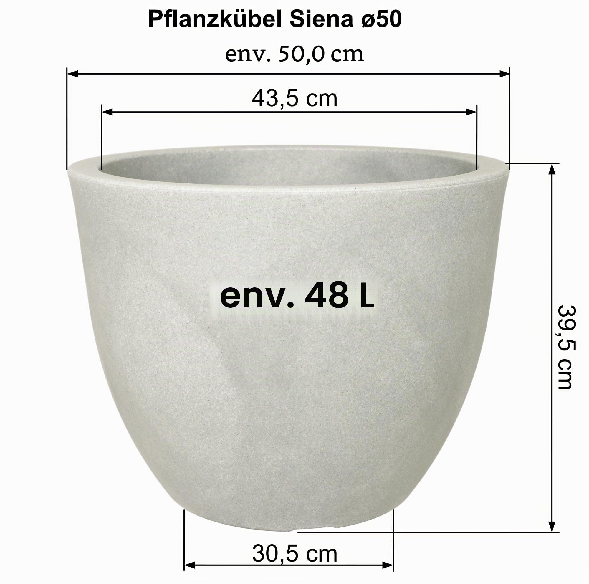 MePla Siena - Pot de fleurs rond - Résistant aux intempéries - Résistant aux UV - Diamètre 50 cm - Terra