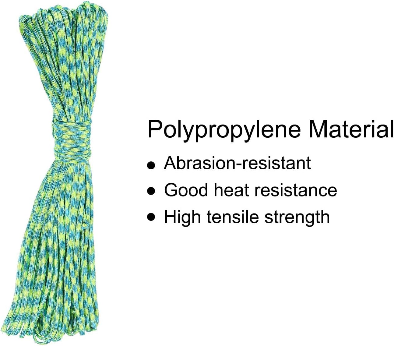 MECCANIXITY Diamond Braid Nylon Rope Polypropylene Cord 3/16"(5mm) 100ft/30M Utility Rope 7-Strand Fluorescent Yellow/Blue for Indoor Outdoor Flag Line Camping Clothes Line
