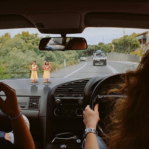 Miniatura 3 de Hula - Figura de tablero de instrumentos de pareja para niñas y niños, 4.72 pulgadas de alto, color de pareja, patrón floral, tema cultural,