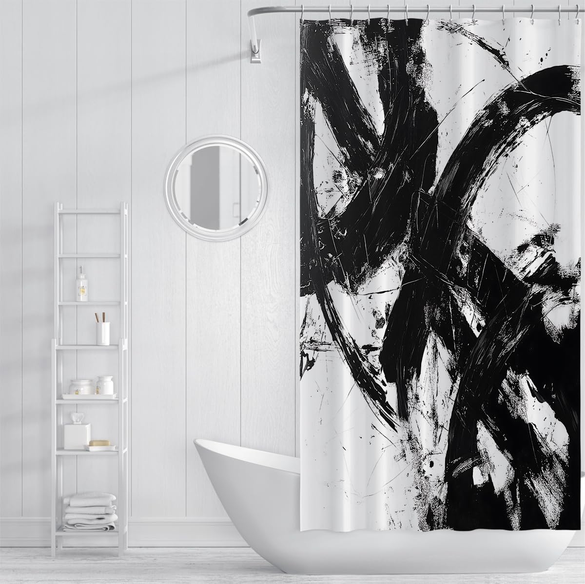 Rideaux de douche pour salle de bain avec coups de pinceau 150x200cm