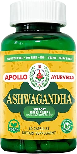 Cápsulas orgánicas de Ashwagandha - Suplemento adaptógeno equivalente a 5000 mg | Alivio del estrés, suplemento de apoyo al estado de ánimo, enfoque