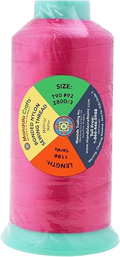 Miniatura 107 de Mandala Crafts Hilos de coser resistentes de nailon consolidado, hilo para tejer jeans de cuero, hilos de tapicería marina al aire libre, Beige