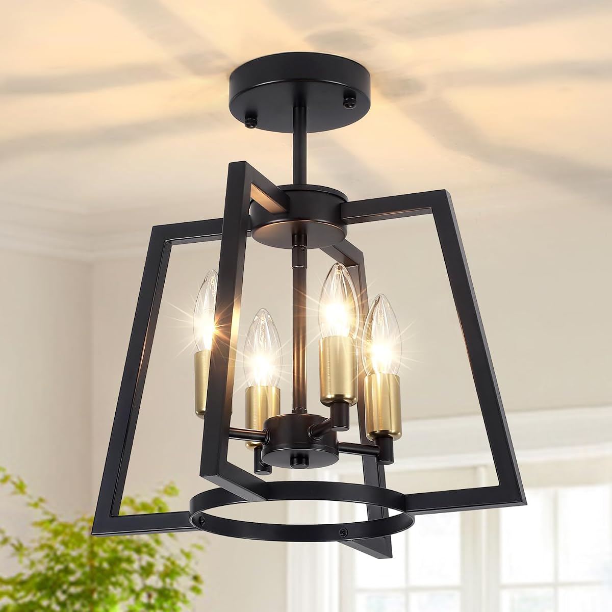 Toulmj 4-Light Ceiling Light Fixture, Farmhouse Semi-Flush Mount Ceiling