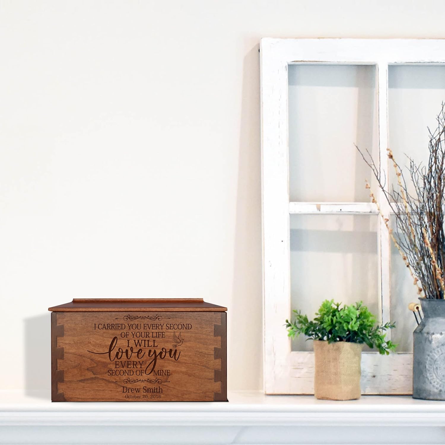 LifeSong Milestones Medium Dovetail Wooden Urns for Human Ashes Adult Female Custom Cremation Urns for Ashes Adult Male Memorial Gifts for Loss of Loved One Wooden Urn Box Funeral Urns For Human Ashes