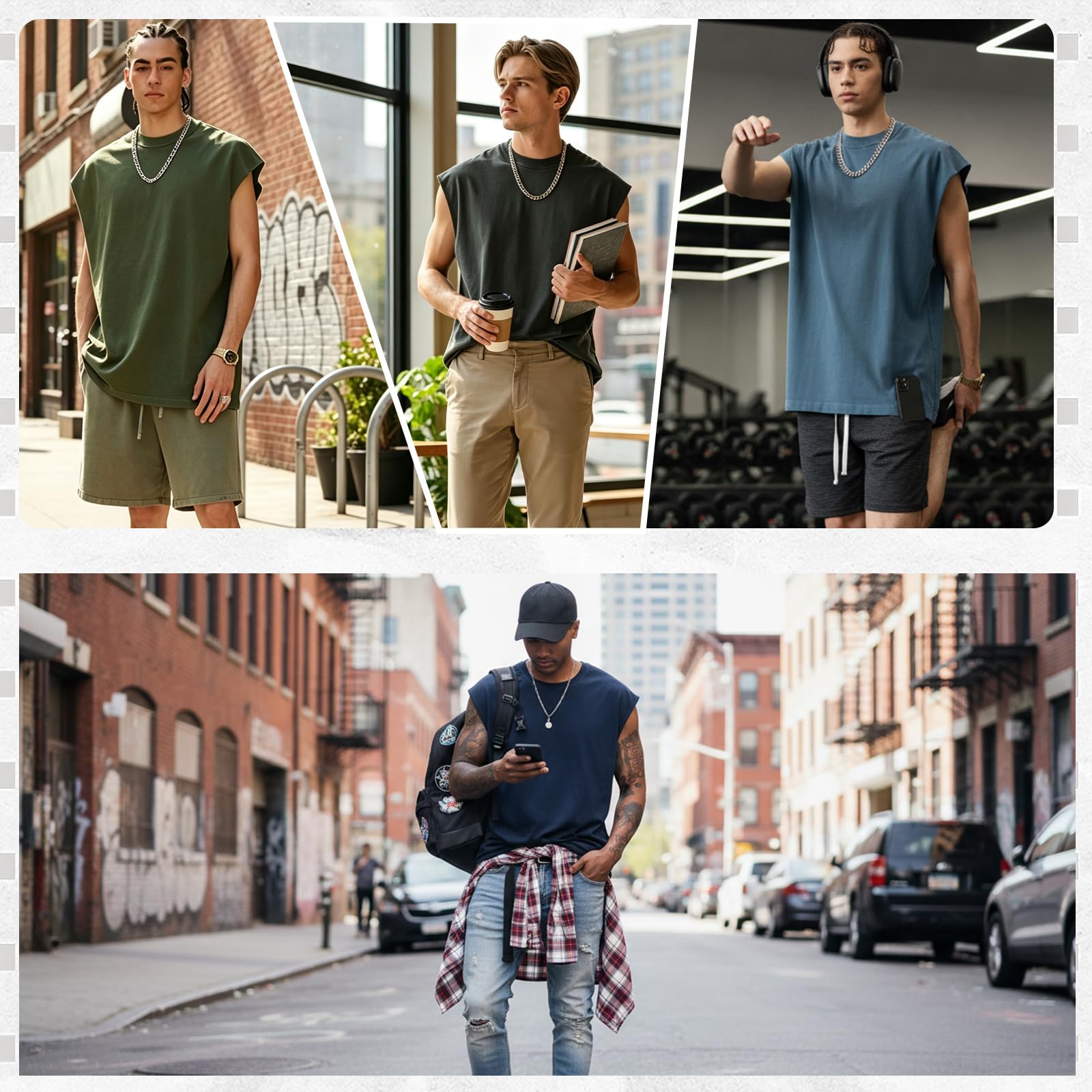 Herren Tank Top Gym Sommer ärmellose Baggy T-Shirts Oversize Muskelshirts Sleeveless Funktionsshirt für Männer