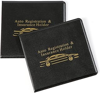 Car Registration and Insurance Card Holder, 2 Pack Vehicle Auto Insurance Registration BLACK Document Wallet Case Organizer for ID, Driver's License, Key Contact Information Cards