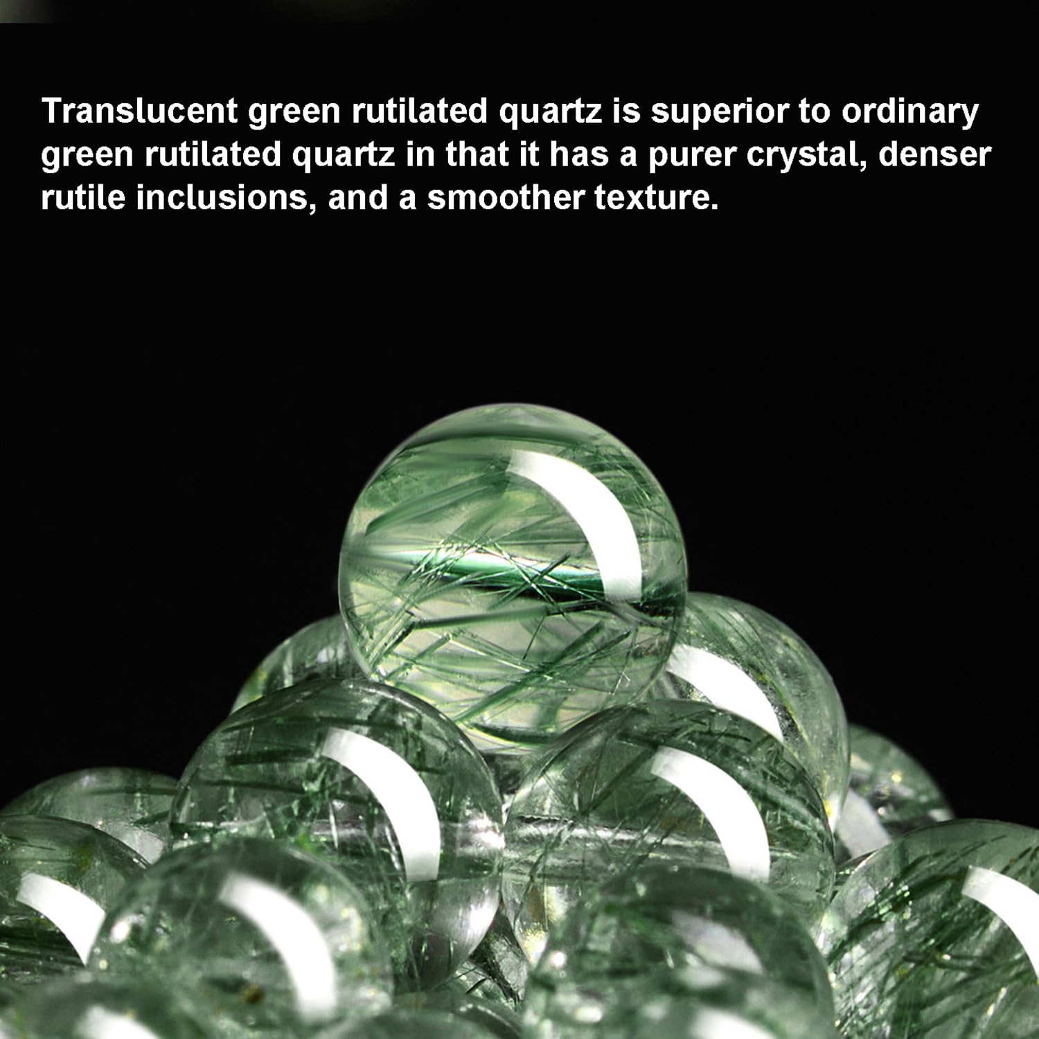 Pulsera elástica de cristal, brazalete de cuarzo rutilado verde natural