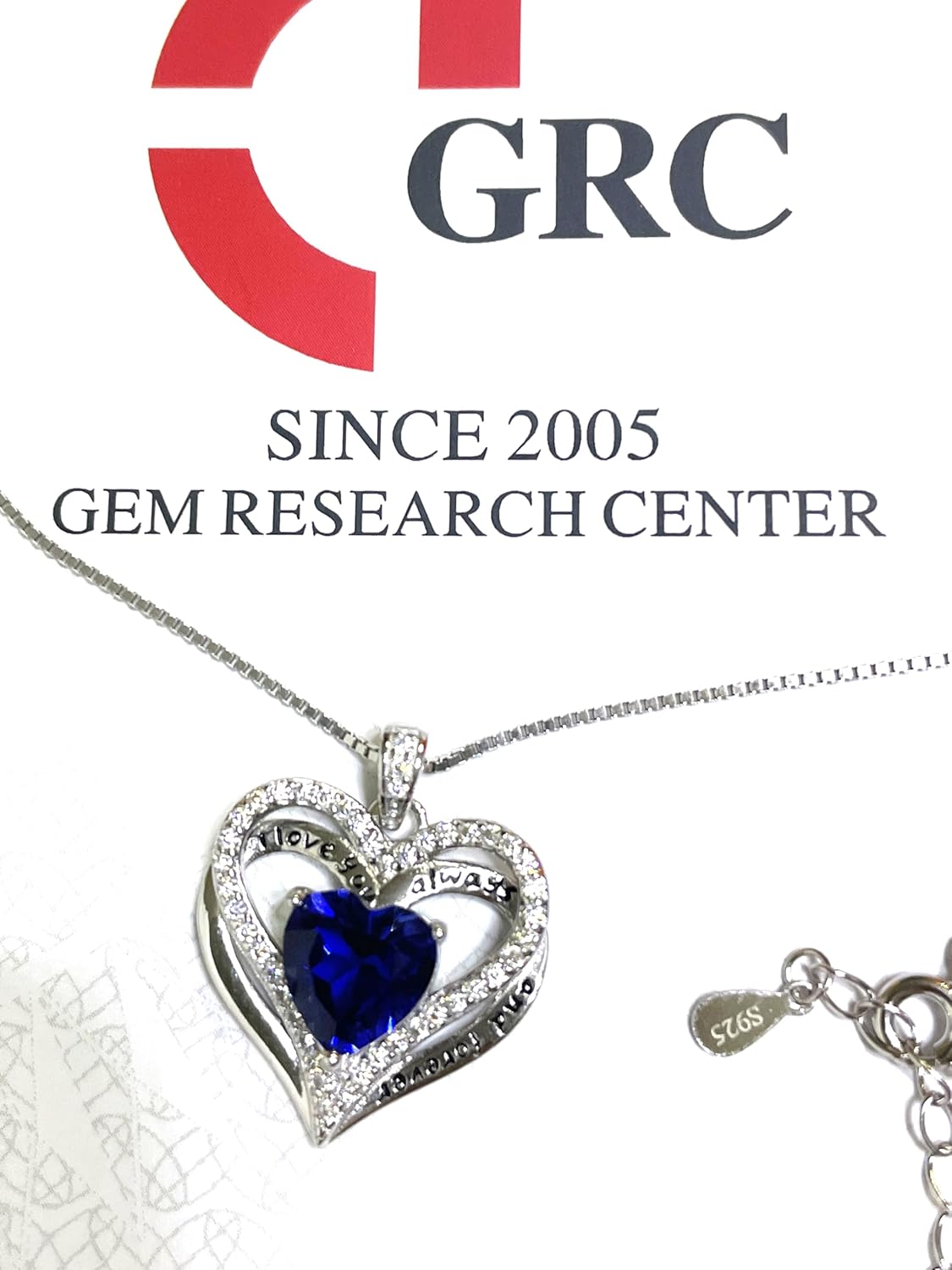 2ct Certified Heart Natural Sapphire Necklace Pendant Love Heart Diamond Jewelry 18kt White GOLD Sterling Silver " I love you" Diamond Necklaces for Daughter 40th Birthday wife gift Valentine 3.2ctw - Image 4