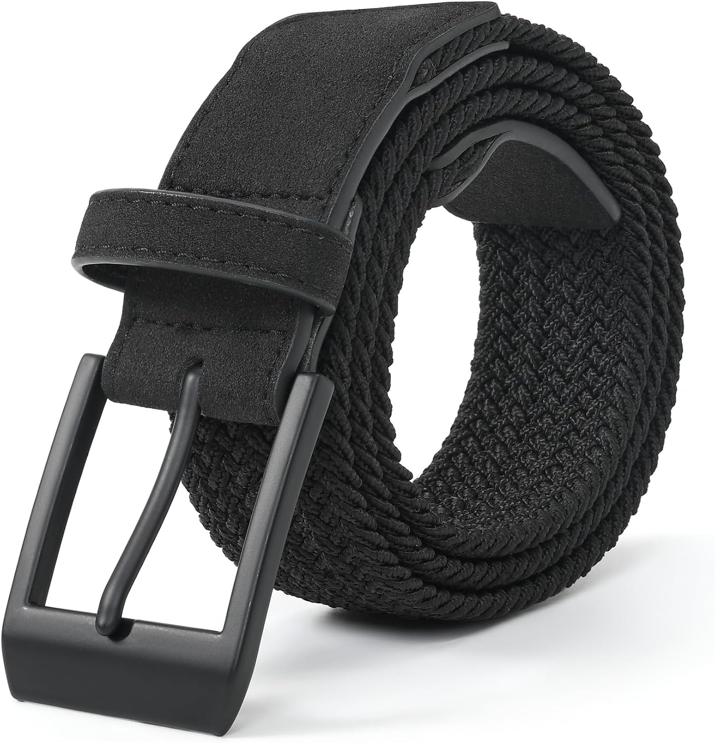 Mile High Life Braided Stretch Golf Belt Pin Oval Solid Color Buckle Leather Loop End Tip Belt For Men/Women/Junior