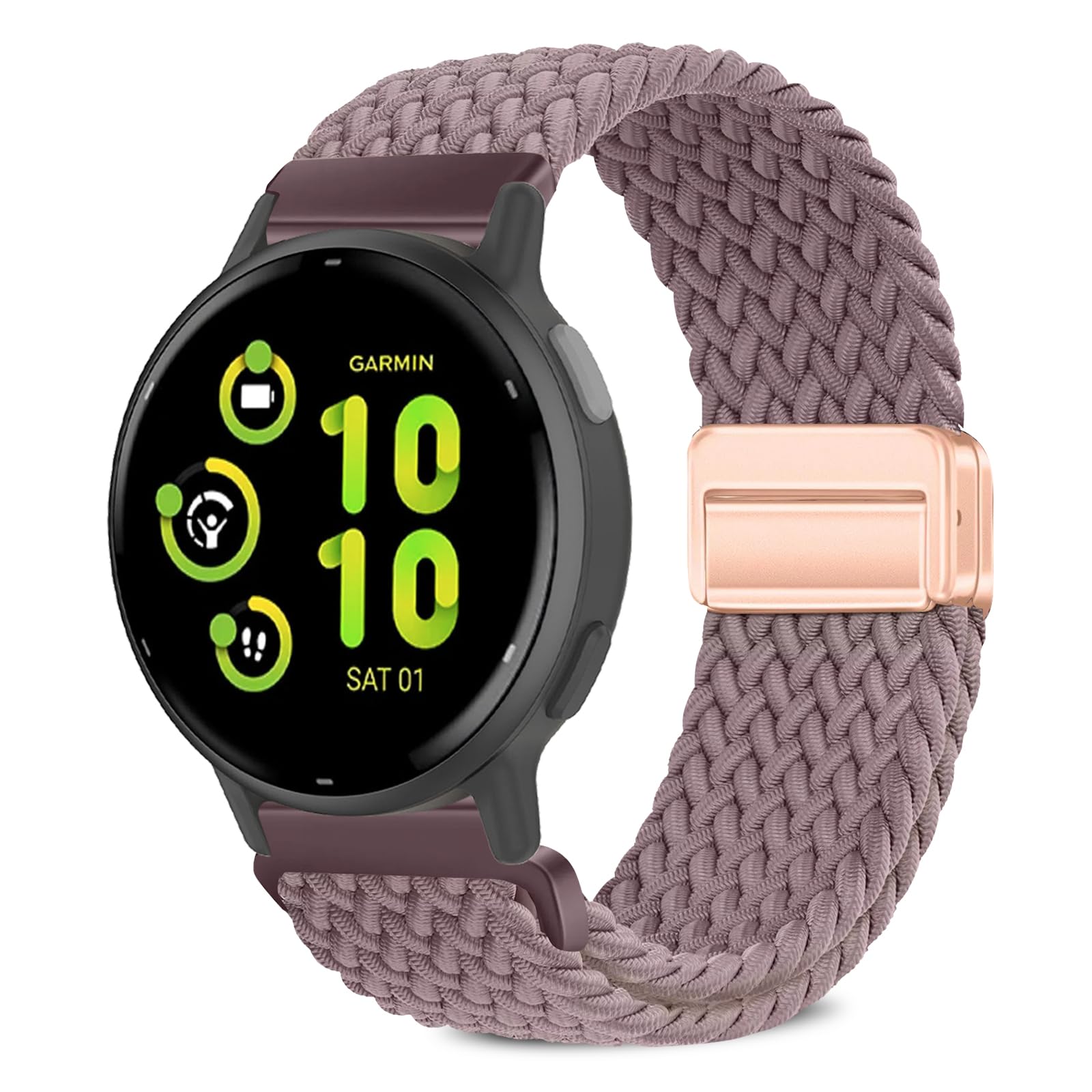 Magnetic Braided Watch Bands Compatible with Garmin Vivoactive 6/Vivoactive 5/Vivoactive 3/Venu Sq 2/Venu Sq/Forerunner 165,20mm Wristband,Replacement