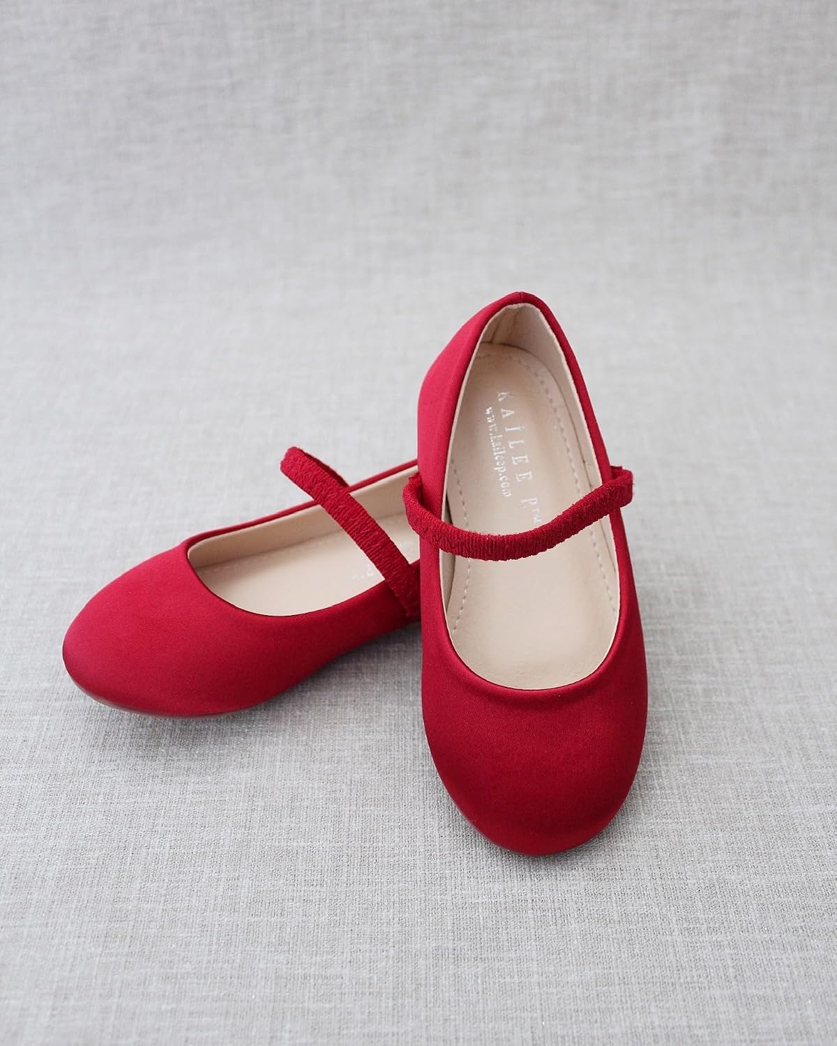 KAILEE P Girls Satin Mary Jane Flats