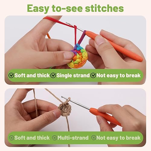 Miniatura 5 de Hilo para ganchillo, hilo de ganchillo, hilo fácil, hilo para principiantes para ganchillo con puntadas fáciles de ver, marcador de puntada y aguja