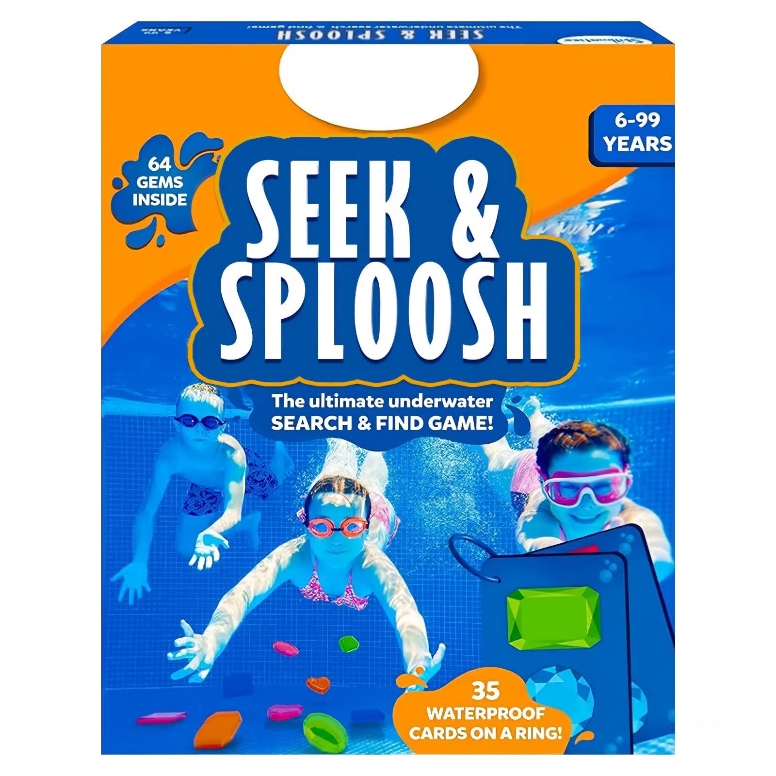 Seek and Splash Pool Game, Pool Toys for Kids 7-12- Search & Find Water Game, Swimming Pool Games Dive Toy for Kids, Summer Fun & Gifts for Boys & Girls, Includes 64 Colorful Gems