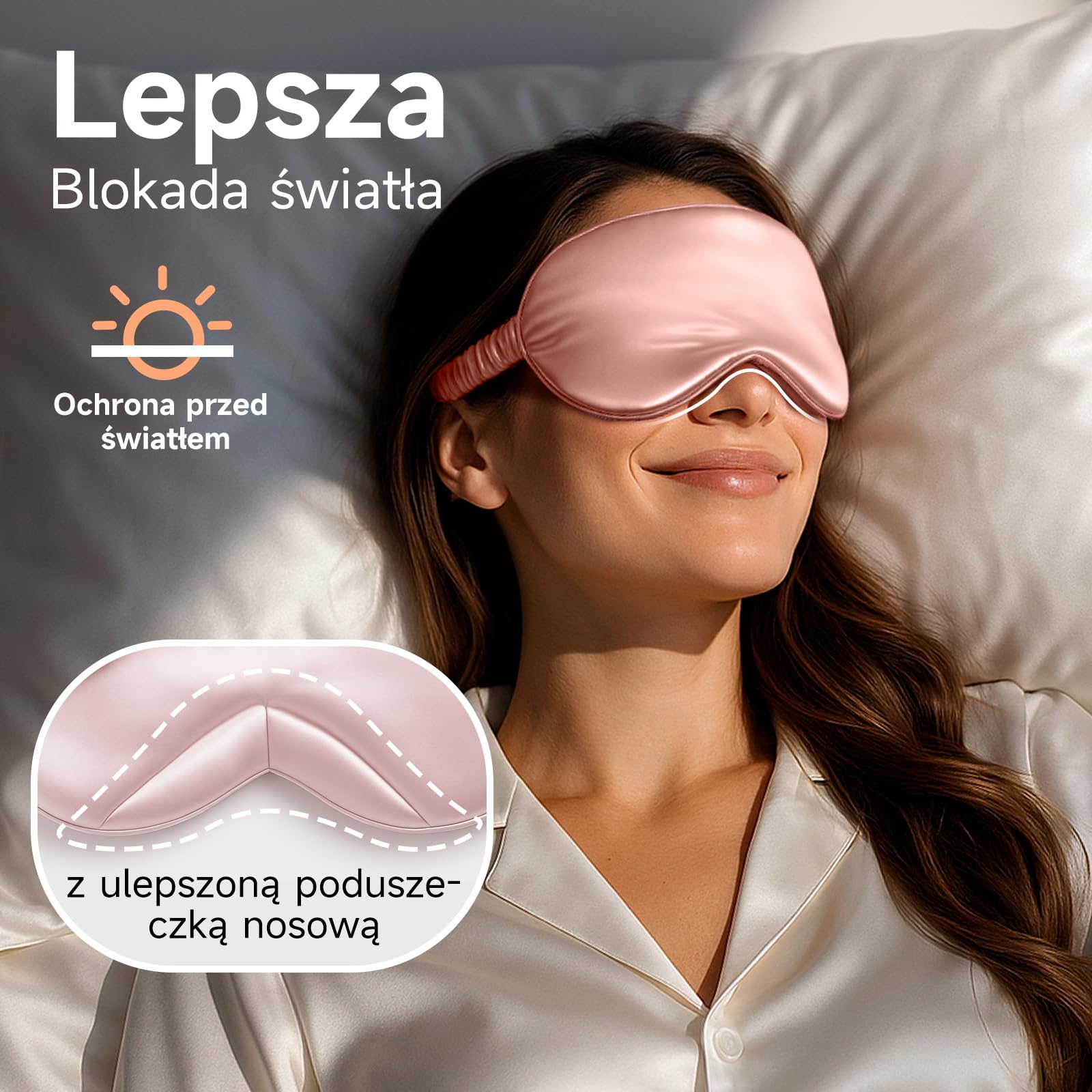 Umisleep 100% czysty jedwab maska do spania, 22 momme, 6A, miękka i gładka, oddychająca maska do spania z jedwabiu dla kobiet i mężczyzn, lepsze uszczelnienie światła, z etui podróżnym, regulowana