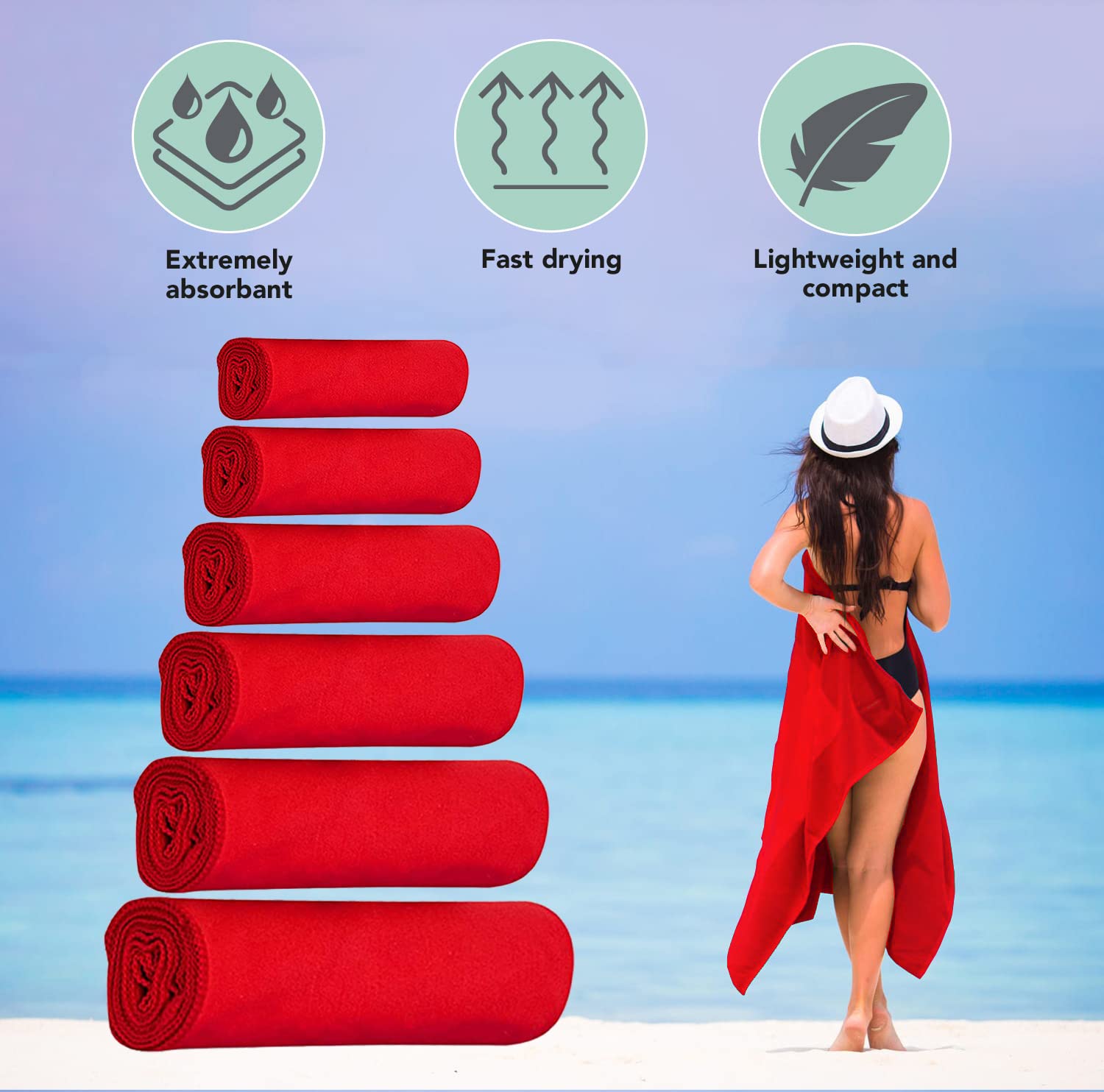 Outdoor World Microfibre Towel, Quick-Dry, Lightweight & Ultra Absorbent for Camping Travel, Hiking, Beach, Swimming, Gym - Image 3