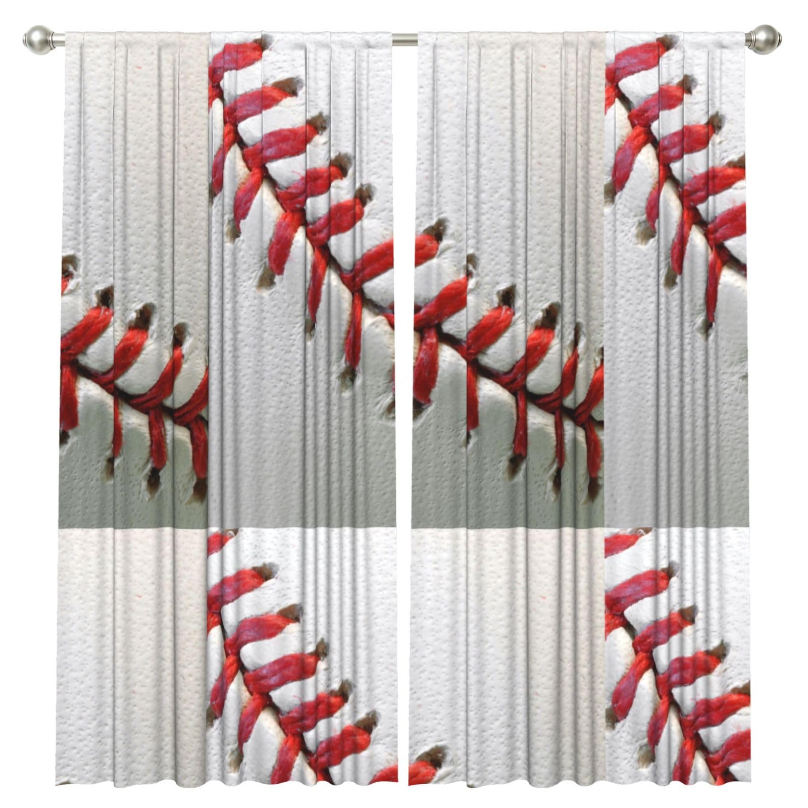 InOmak Sport Ball Baseball Printed, 2 Panels Window Curtains 52 x 84 Inch Blackout Curtains for Living Room Bedroom