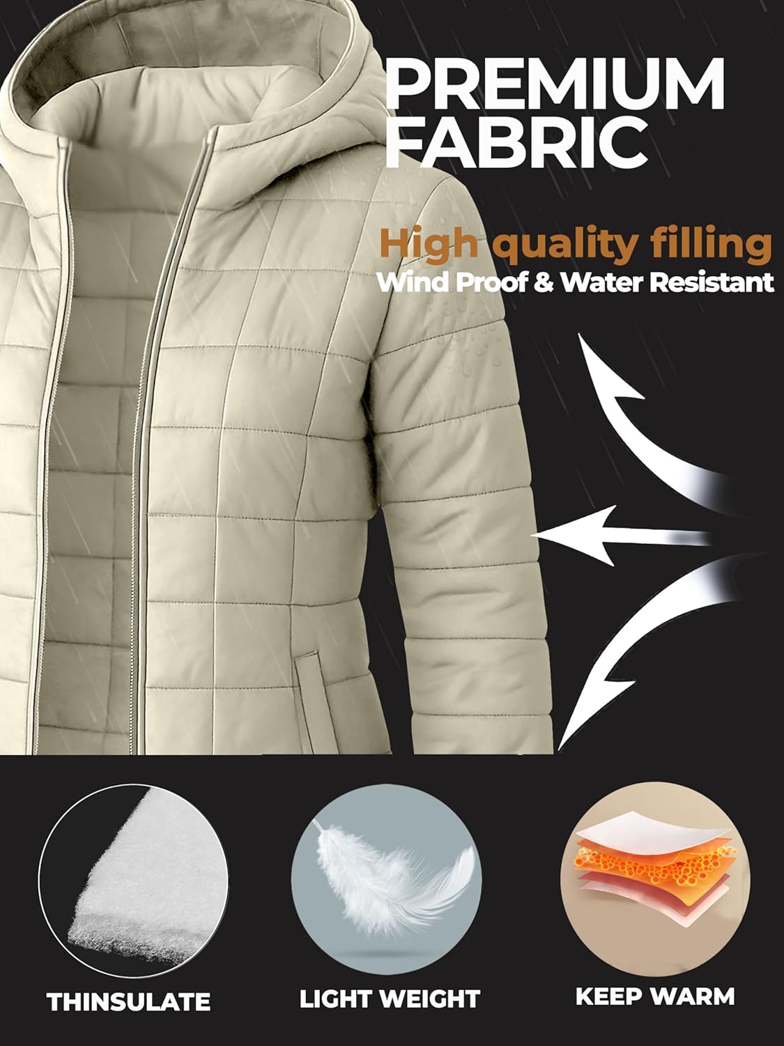 URBAN BUCK Packable Puffer Jacket Women with Hood – 32 Degree Lightweight Quilted Winter Puff Foldable Jacket for Women - Image 5