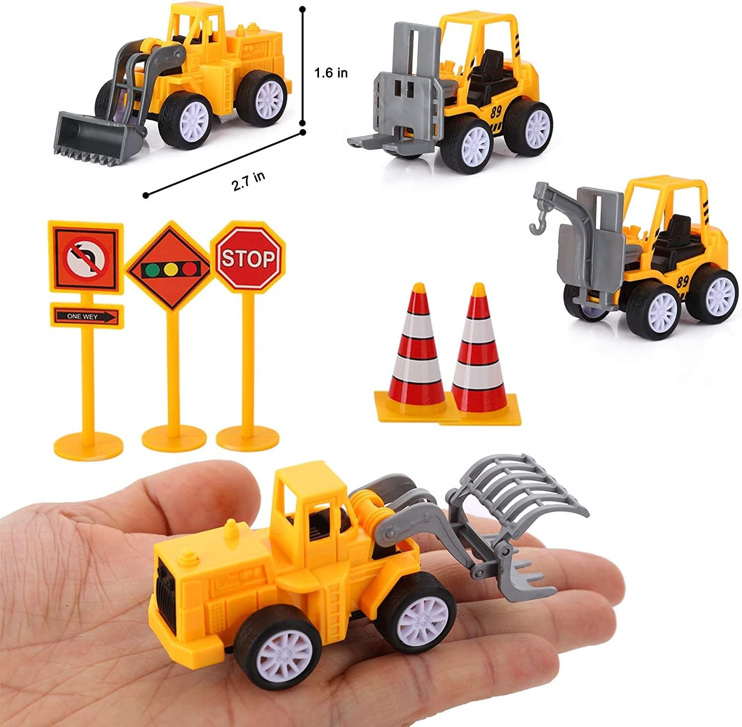 Buy Coolplay Construction Vehicle Toy Set, Little Die Cast Car Toy Forklift, Bulldozer