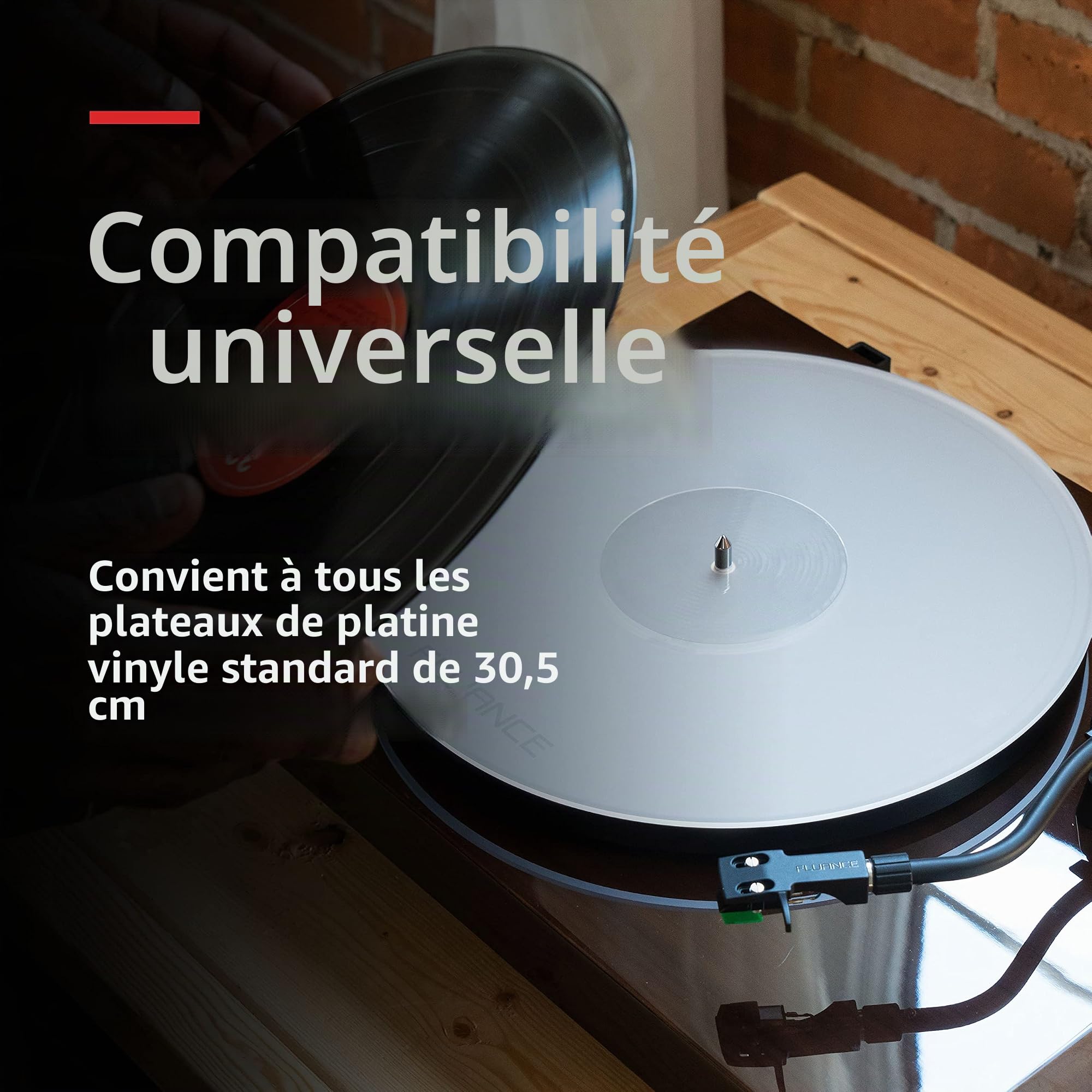 Fluance Tapis de plateau en acrylique pour platines – Réduit les vibrations pour une meilleure clarté sonore pour la lecture de disques vinyles, antistatique, usiné avec précision, compatible avec les