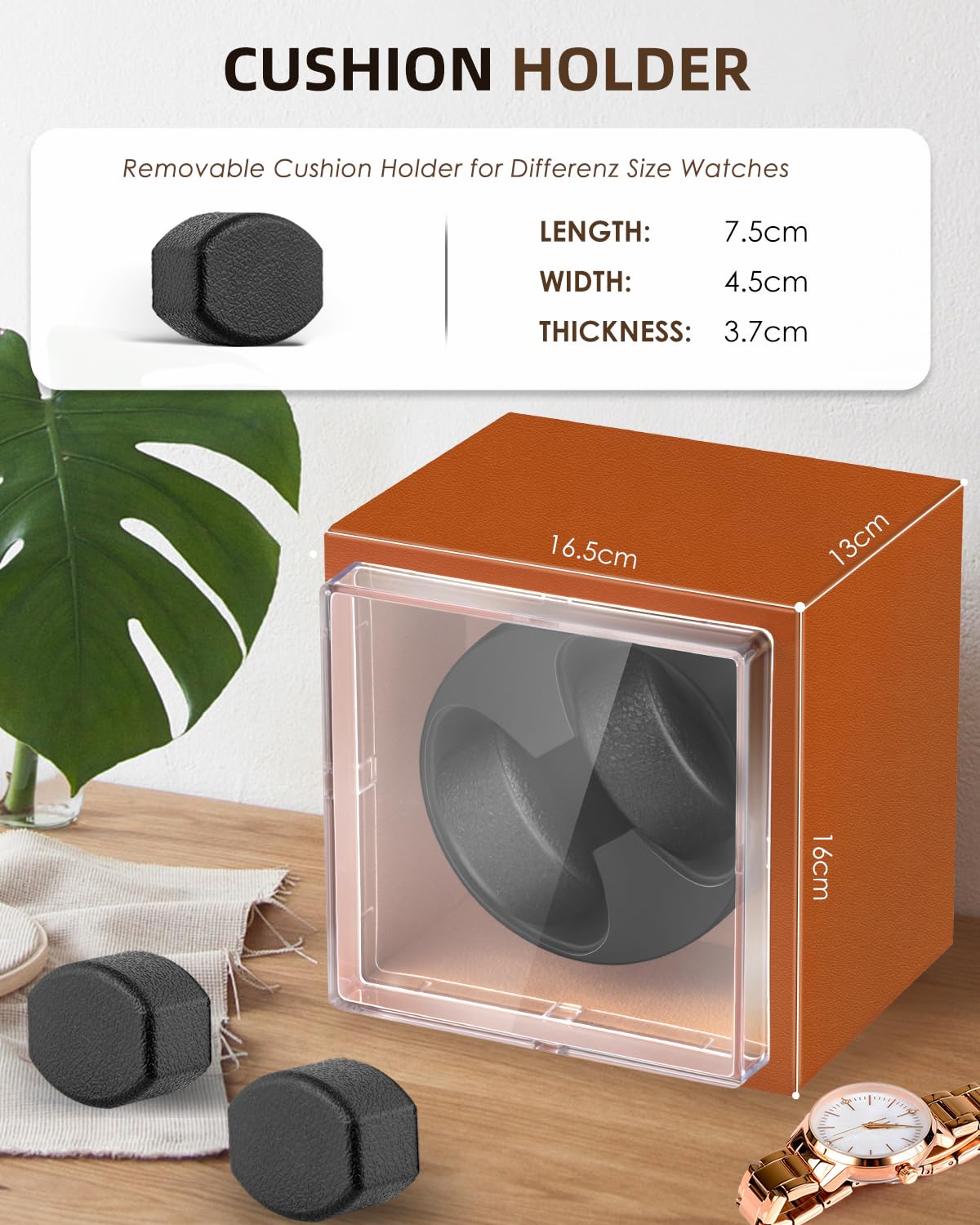 Mxmoonant Automatische Uhrenbeweger für 2 Uhren, 5 Rotationsmodi mit leisem Motor, AC-Adapter & Batteriebetrieb, LED-Beleuchtung (EU Stecker)