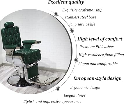 Professional Hair Stylist Chairs, Heavy Duty Hydraulic Salon Chair for Hair Stylist, Spa Beauty Equipment for Barbershops, Bars, and Homes(Green)