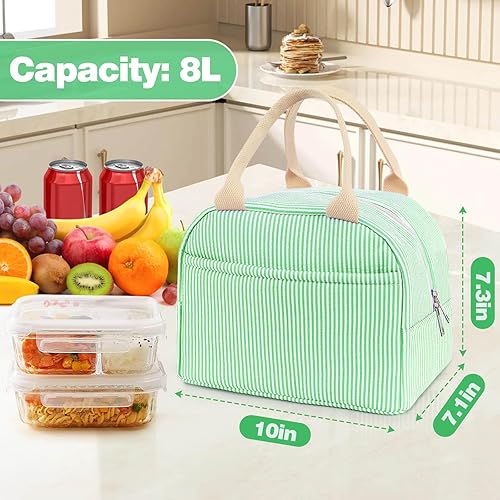 Miniatura 6 de Bolsa de almuerzo para mujeres, lonchera térmica para viajes, trabajo, picnic, universidad, escuela, bolsas de almuerzo de gran capacidad, rayas