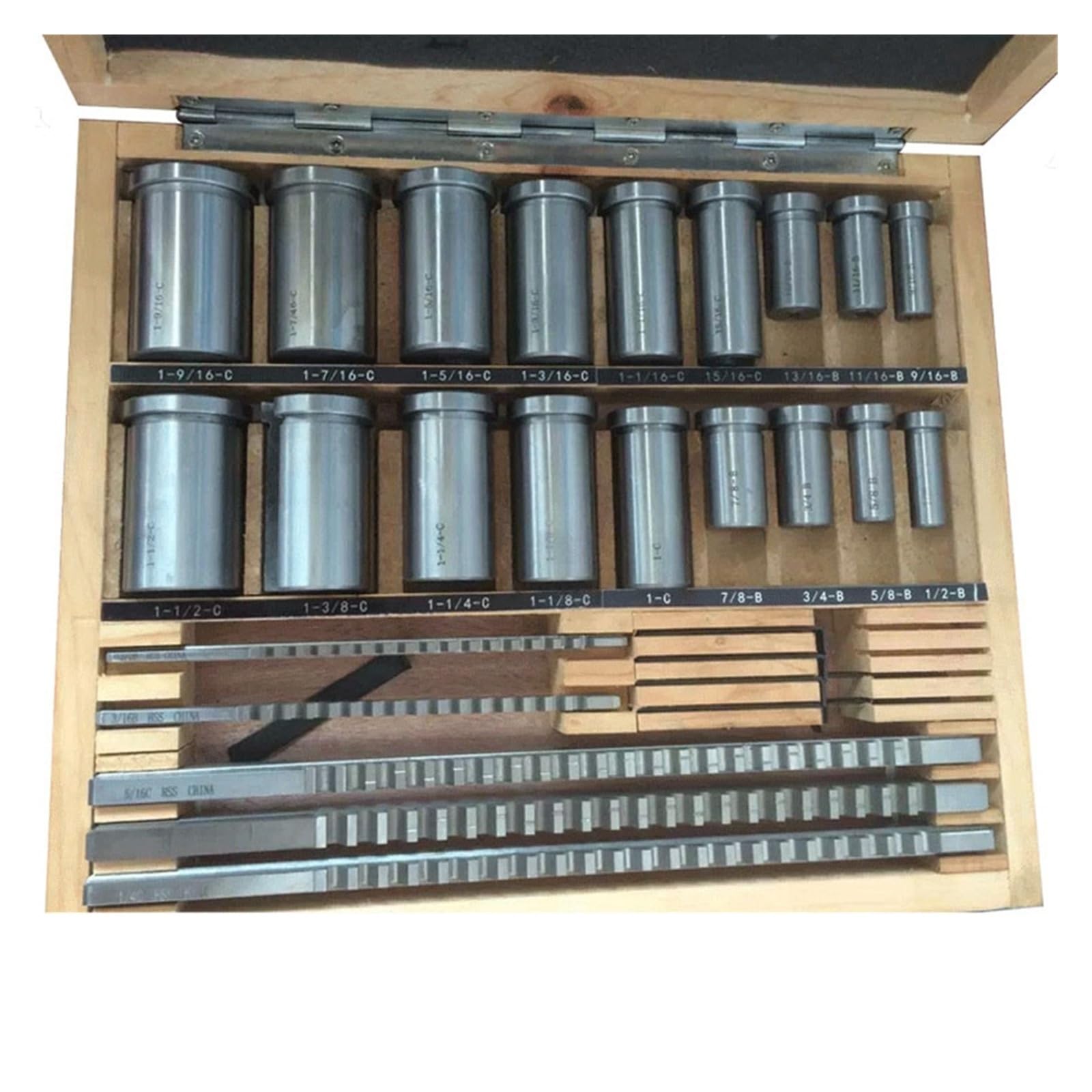 Juego de 30 brocas for chaveteros HSS de tamaño pulgada, herramientas for chavetear chaveteros, 5 piezas de 1/2" a 1-1/2", 18 bujes y 7 arandelas de ajuste. para trabajos mecánicos