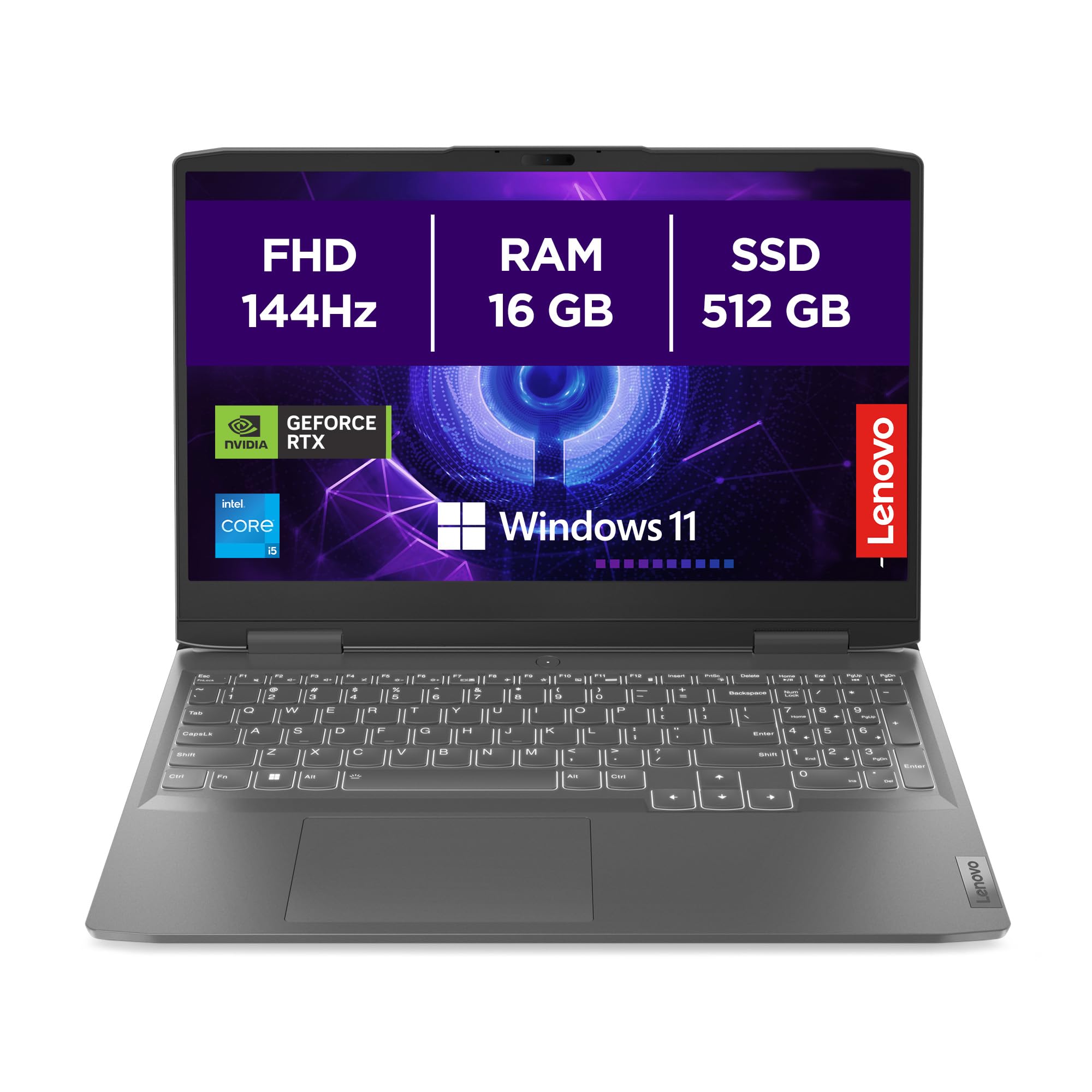 Lenovo LOQ Notebook Gaming 15.6" FHD (1920x1080), 144Hz, Intel Core i5-13500H, RAM 16GB (2x8GB), 512GB SSD, NVIDIA GeForce RTX 4060 8GB GDDR6, Windows 11 Home, Tastiera Retroilluminata, Storm Grey