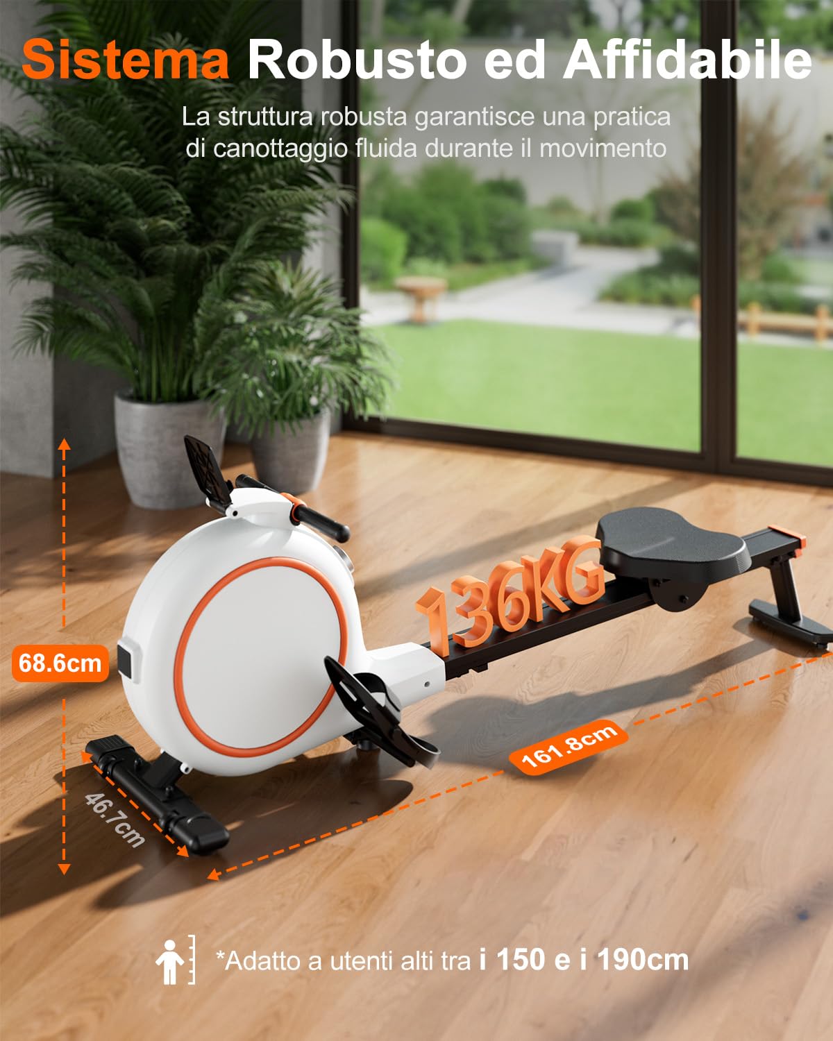 Superun Vogatore per Casa, Magnetico con 32 Livelli di Resistenza, APP Controllo Vogatore Professionale per Casa con LCD Display