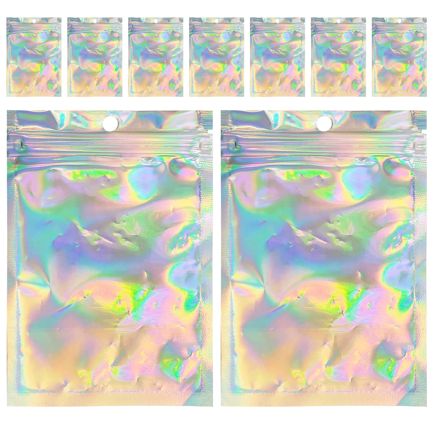 ALLY-MAGIC Foil Ziplock Bags Resealable Storage Pouches Smell Proof Bags Poly Zip Lock Bags Flat Foil Pouch Metallic Bags for Storage Jewellery Diamond Painting Y2-LSZFD (Dazzle-7.5x10cm)