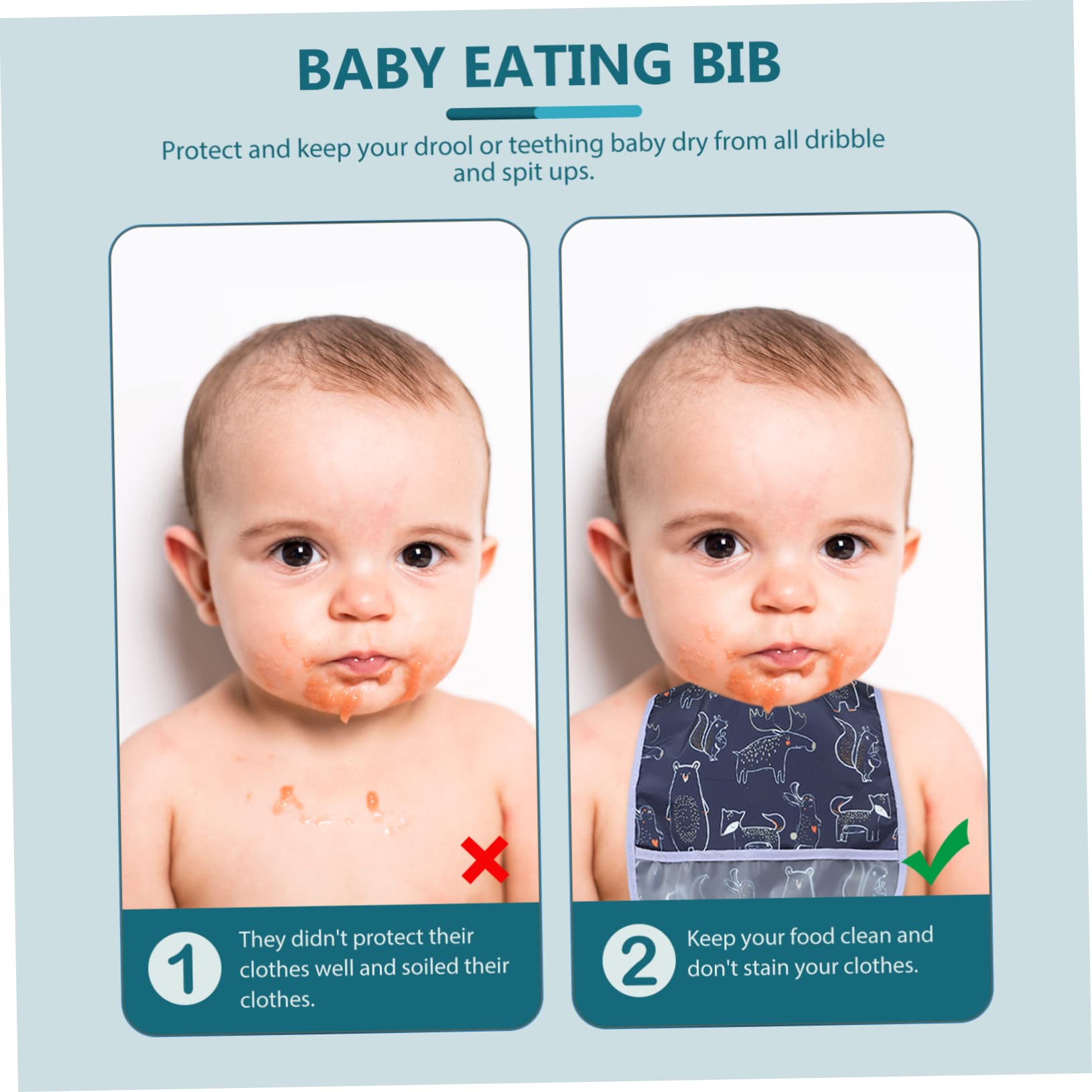 ibasenice 15piezas Baberos Impermeables Para Bebés Saliva Alimentación y Diseño De Animales y Rayas Ajustables y Fáciles De Limpiar