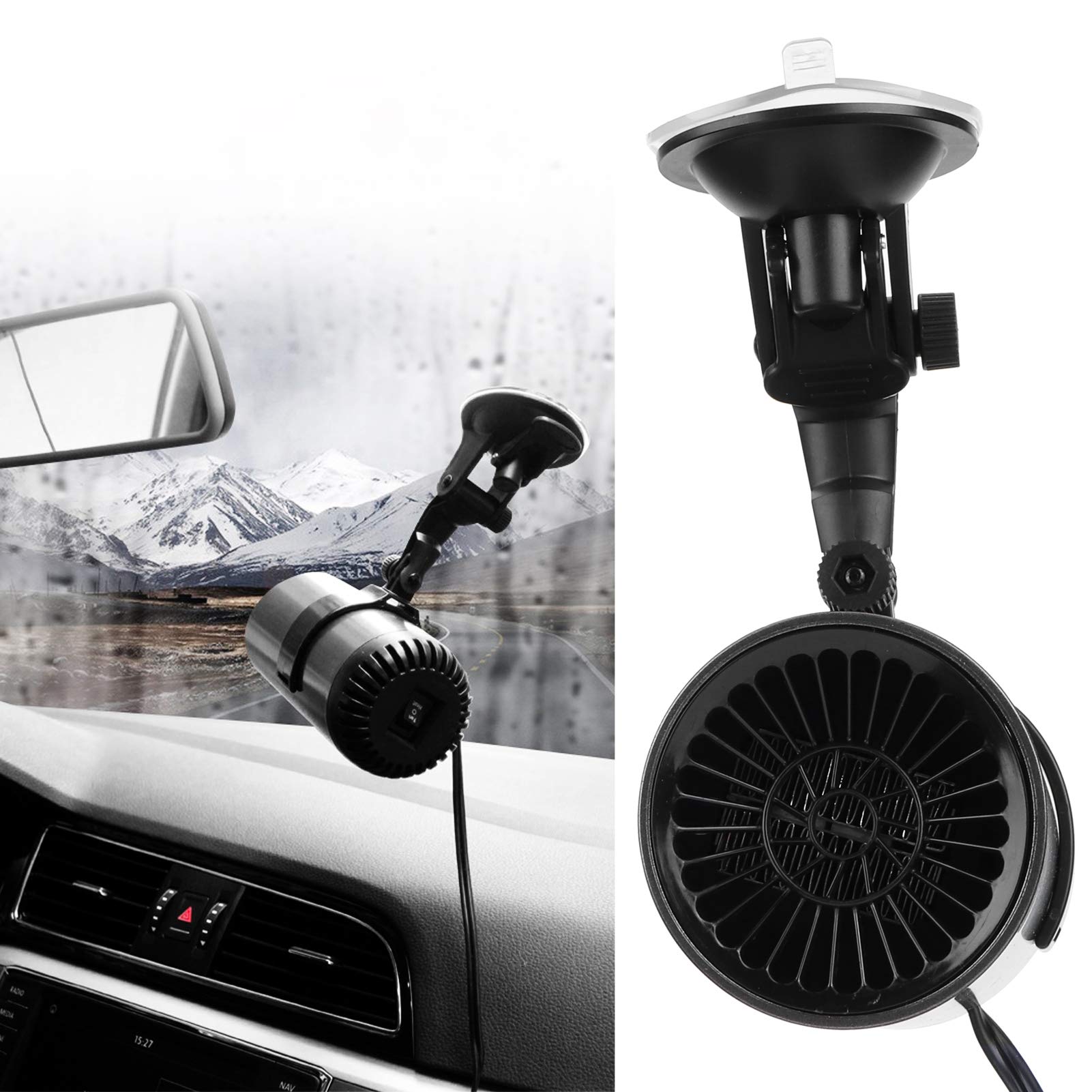 Riscaldatore rapido per Auto 12V 150W, Riscaldamento e Raffreddamento 2 in 1, autoappannamento Automatico, Portatile antigelivo ABS Nero, sbrinatore Parabrezza, for conduzione Comfort