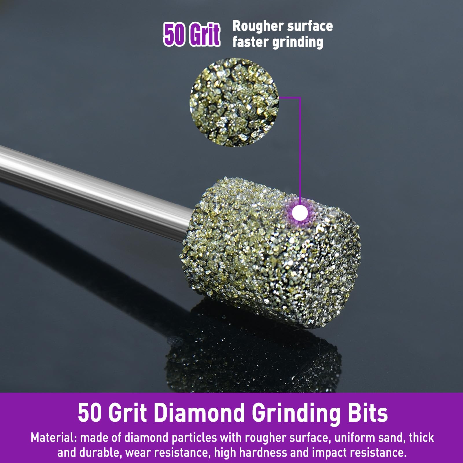 12Pcs Diamond Grinding Bit Set, Grit 50 Stone Carving Set Compatible with Dremel - Image 2