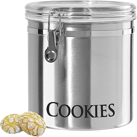 Oggi Jumbo 8" Stainless Steel Cookies Clamp Canister - Airtight