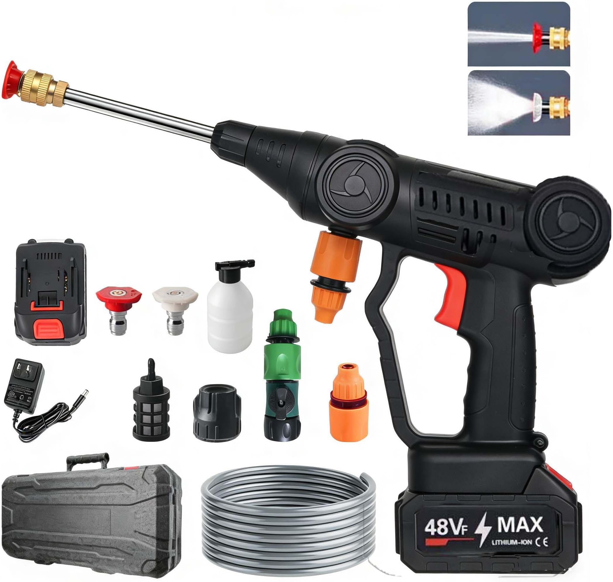 – Pressure Washer - Cordless Power Washers for Patio and Car with 30 Bar High-Pressure Battery Jet Wash with 30ft Reach, Portable Car Accessories with Soap Foamer Attachment