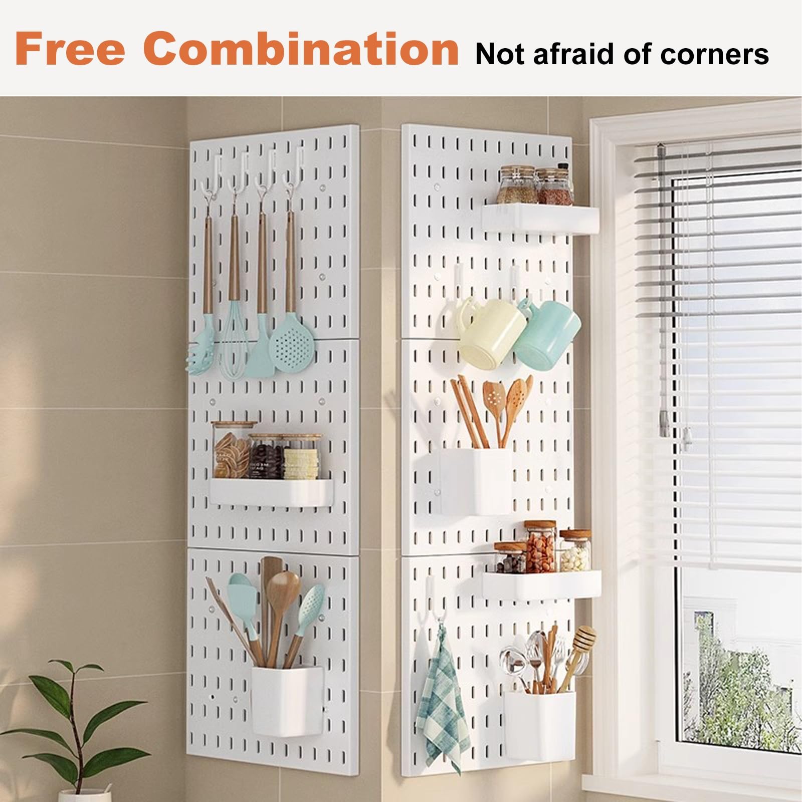 Stecktafel Vorratsregal Lochwand Büro Pegboard-Kombinations-Wand-Organizer-Set, Pegboard-Wandhalterung für Küche, Badezimmer, Wohnzimmer, Büro(Black,25 * 50cm)