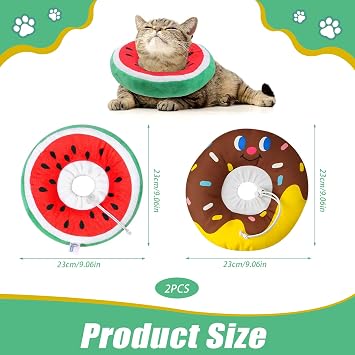 Cat Donut Collar, 2 PCS Cat Recovery Collars & Cones, Adjustable Soft Cone for Cats, Prevent Licking Biting Protect Wounds for Cats Puppies and Rabbits (M)
