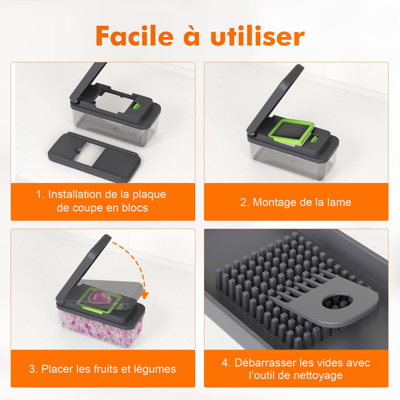 Ibergrif M524-7 Coupe-Légumes Multifonctions 8 en 1, Mandoline de Cuisine Professionnelle, Vegetable Chopper avec Bac Collecteur, Hachoir à Légumes Manuel pour Fruits, Légumes, Oignons, Fromage